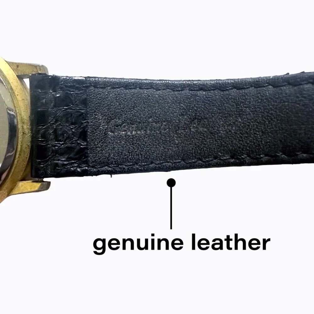 Vintage Harley's Black Lotus Watch Floral Leather Gold Tone Stylish Classic Rare